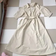 GLACIER ストライプアイボリーシャツワンピース　Ｌサイズ タグ付未使用品