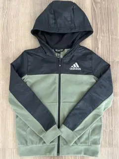 adidas フリース パーカー 140cm フード カーキ アディダス