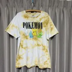 古着/POKEMONポケモン タイダイ柄プリントTシャツ (2XL) 黄色×白系