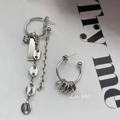 No.998 フープチェーンピアス 韓国 KPOP 地雷 パンク