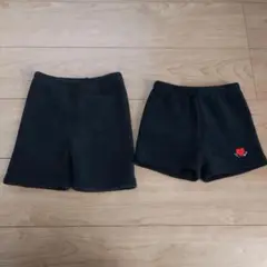 黒いフリーススパッツ 　ハート刺繍付き　120cm　2枚セット