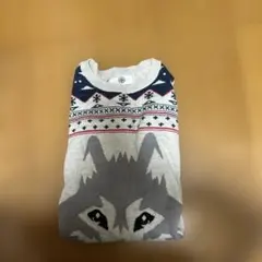 ON THE BYAS オオカミ柄 ニットセーター