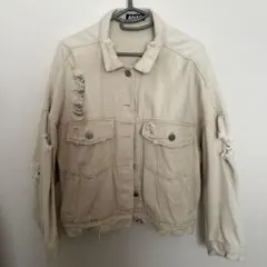 ANAP ベージュ ダメージデニムジャケット