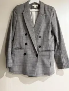 H&Mチェック柄のダブルブレストテーラードジャケット