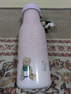 スタバ✕ジェラピケ ベアチャーム付きステンレスボトル ソフトピンク 473ml