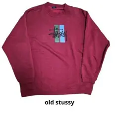 OLD STUSSY 90s ロゴ スウェット L 赤　黒タグ