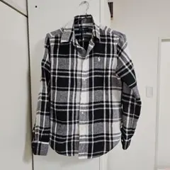 ラルフローレン ポロ刺繍入り リネン長袖チェックシャツ M