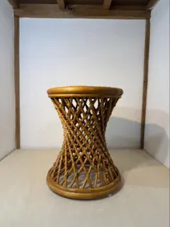 花入 小原流 竹細工 林真光 在铭 竹編手付 花籠 華道具 花器 竹籠