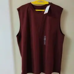 UNIQLO AIRism コットンノースリーブTシャツ ダークブラウン XL