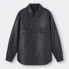 GU フェイクレザーオーバーサイズ CPO XL ブラック シャツ