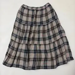 【Lサイズ】チェック柄フレアスカート ウエスト69-77