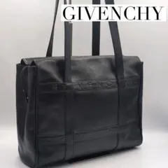 GIVENCHY ジバンシィ ロゴ型押し カーフ オールレザー トートバッグ 黒のサムネイル