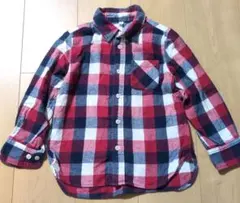 チェックシャツ 長袖 120cm 赤系　男女兼用
