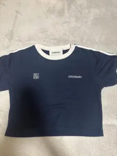 nemne store ライン入り刺繍リンガーTシャツ