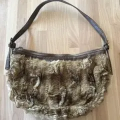 ファー仕上げブラウンクラッチバッグ サック