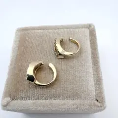 ete エテ　イヤーカフ　sv925 シンプル　ラインストーン　ゴールドトーン