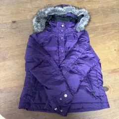 ファー付きフード 紫色 ダウンジャケット