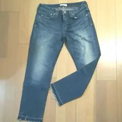 Yanuk ヤヌーク　ストレートパンツ　カットオフ　ブルー