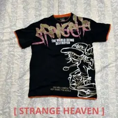 【美品】　STRANGE ストリートアート Tシャツ 黒/オレンジ 4L