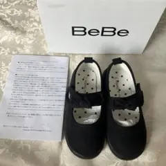 BeBe 黒 バレエシューズ リボン　17cm