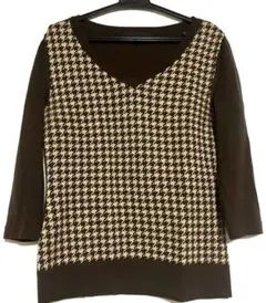 UNTITLED ⭐️ハウンドトゥース柄 Vネックセーター 七分袖サイズ９号