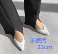 マミアン ポインテッドトゥ Vカット バックバンドミュール ホワイト 23cm