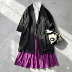 【タグ付き未使用】アンティカ サテンロングジャケット 羽織り 洗える