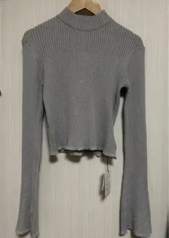 【訳あり】グレイル　ラメニットフレアスリーブショート丈トップス[k9316e]