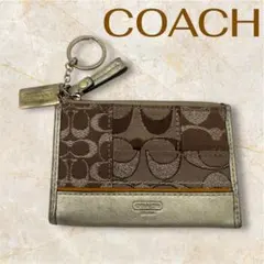 COACH コインケース ロゴパターン ゴールド
