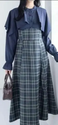 Runa様専用　　clear ケープ風ドッキングフレアワンピース