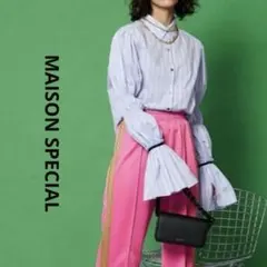 極美品✨MAISON SPECIAL ライトベルスリーブシャツ 夏　ストライプのサムネイル