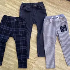 子供用パンツ 3点セット ブラック グレー ストライプ