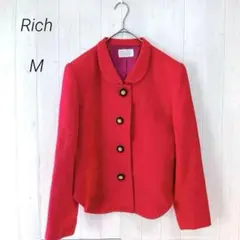 Rich 長袖ウールジャケット　レッド　M相当　金ボタン