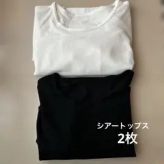 美品⭐︎シアートップス　クルーネック　長袖 レイヤード　白黒2色セット　楽天