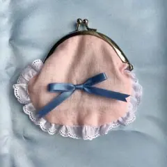 ハンドメイド　がま口財布　コインケース　ピンク