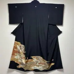 【2-2】金彩加工 正絹 五つ紋 比翼付 黒留袖