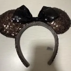 東京ディズニーリゾート　ミニー　ブラウンスパンコール　カチューシャ