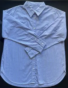 GU ストライプオーバーサイズシャツ 長袖 65BLUE (S)