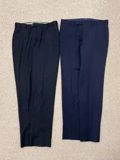 黒と紺のスラックス 2本セットのサムネイル