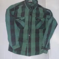 Prentiss ヘビーネルシャツ　緑黒チェックM→Sリメイク ビンテージ古着