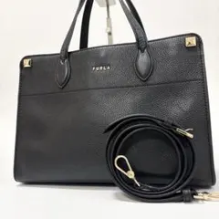 FURLA フルラ 2way ハンドバッグ ブラック レザー ショルダー付き