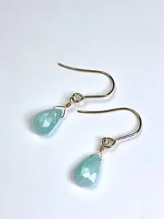 ☆天然石アマゾナイトの一粒ピアス(サージカルステンレスフック）