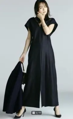 【新品未使用】東原亜希 forme ショルダーパッドワンピース　デニム　サイズ1 新品未使用】東原亜希 forme ショルダーパッドワンピース デニム