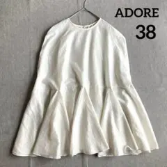 新品未使用✨ADORE ブラウス ボウタイ ギャザー リネン混 ブルー 38