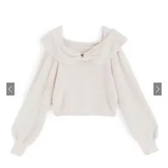 GRL トップス アイボリー ホビ垢 ws10 リボンカラーフェザーニット