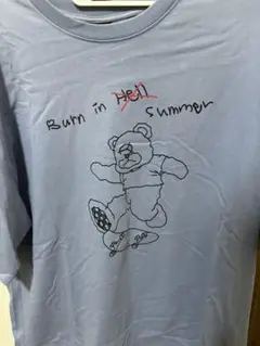 OY クマ イラスト Tシャツ 青