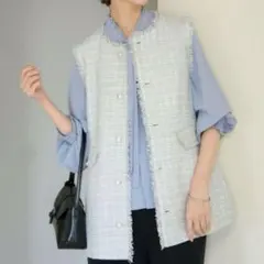 ROPE’ PICNIC ツイードジレベスト　ライトグレー　38