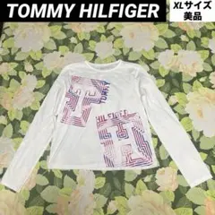 美品【値下げOK】TOMMY HILFIGER ロゴ入りロングＴシャツ　XL 白