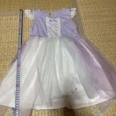 120cm ラベンダー フリル袖 ワンピース