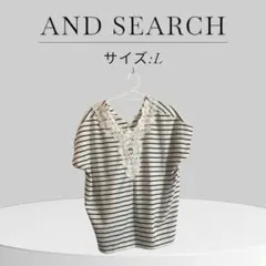 ボーダーレース半袖Tシャツ フレンチスリーブ ゆったり 夏 オンワード